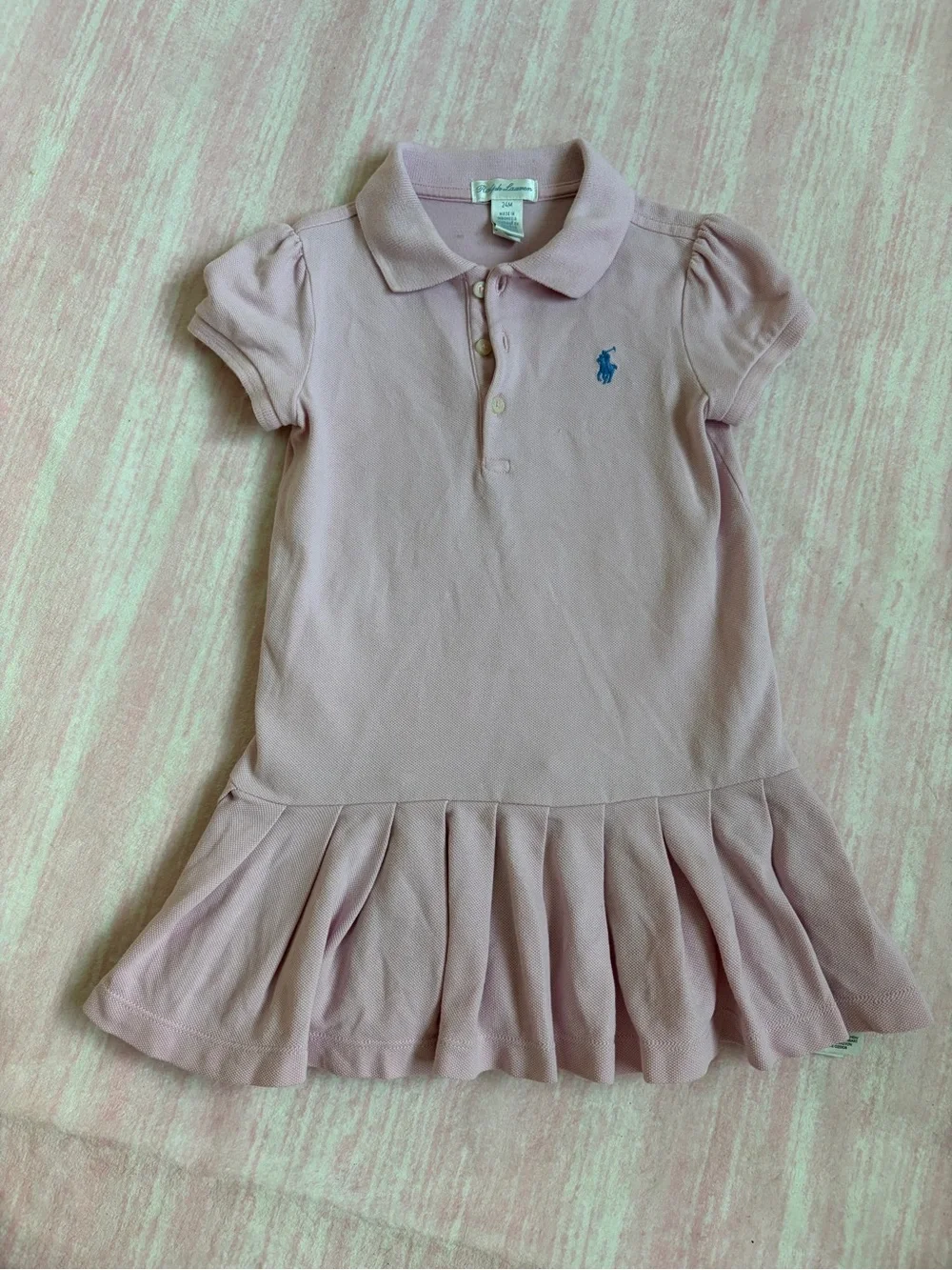 Ralph Lauren Light Pink Polo Dress with Pleated Hem